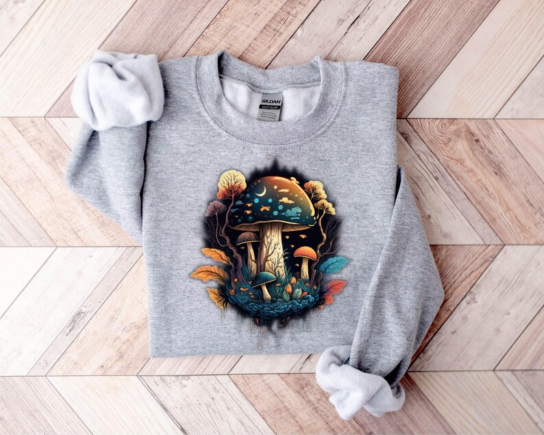 Cottagecore Mushrooms Sweatshirt, Aesthetic Mushroom Shirt, Goblincore Shirt, Nature Lover Gift, Mushroom Lover Shirt, Dark Academia Shirt Bild 7