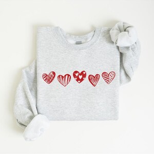 Valentines Hearts Sweatshirt, Womens Valentines Sweatshirt, Love Sweatshirt, Valentines Day Gift, Drawn Heart Shirt, Valentines Graphic Tee image 7