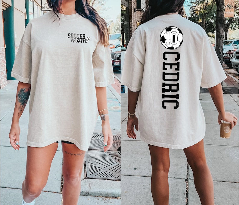 Soccer Mom Shirt With Kids Name & Jersey Number, Cute Soccer Season Mama Shirt, Gift For Soccer Lover Mom Shirt, Mothers Day Gift Soccer Mom image 2