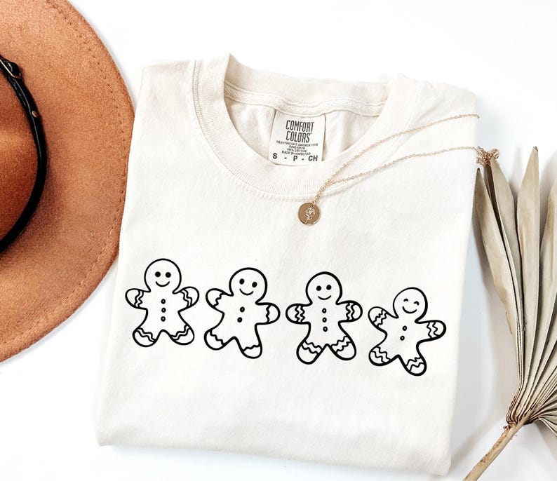 Christmas Gingerbread Cookies Shirt, Festive Holiday Outfit, Womens Xmas Graphic Tee image 2