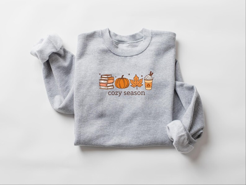 Cozy Season Sweatshirt, Books Lover Fall Gift, Womens Pumpkin Season Shirt, Cute Pumpkin Shirt, Autumn Leaf Shirt, Fall Coffee Latte Shirt image 7
