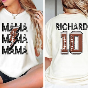 Custom Football Mom With Kids Name & Number Shirt, Football Mama Shirt, Game Day Shirt, Football Season, Personalized Jersey Number Shirt