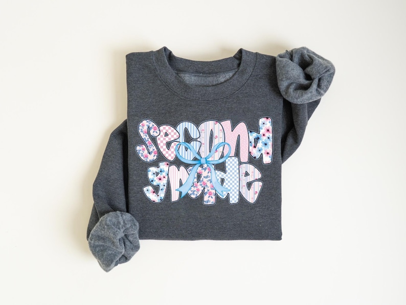 Second Grade Teacher Sweatshirt, Coquette Bow 2nd Grade Teacher Shirt, Team 2nd Grade Teacher, Second Grade Crew, Elementary School Teacher image 8