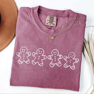 Christmas Gingerbread Cookies Shirt, Festive Holiday Outfit, Womens Xmas Graphic Tee image 6