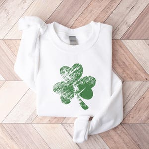 Retro Shamrock Sweatshirt, Womens Shenanigans Sweatshirt, Cute St Patricks Day Sweatshirt, Lucky Sweatshirt, Irish Shirt, Four Leaf Clover image 6