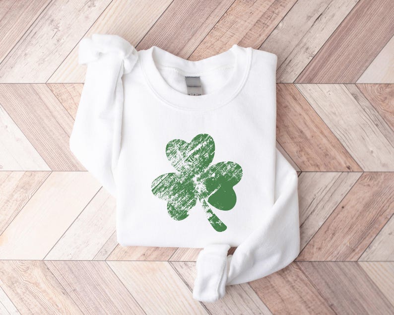 Retro Shamrock Sweatshirt, Womens Shenanigans Sweatshirt, Cute St Patricks Day Sweatshirt, Lucky Sweatshirt, Irish Shirt, Four Leaf Clover image 6