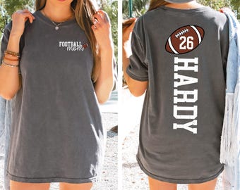 Football Mom Shirt With Kids Name & Jersey Number, Cute Football Season Mama Shirt, Gift For Football Lover Mom Shirt, Mothers Day Gift Mom