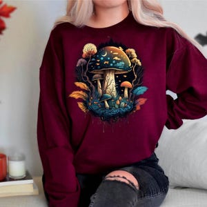 Cottagecore Mushrooms Sweatshirt, Aesthetic Mushroom Shirt, Goblincore Shirt, Nature Lover Gift, Mushroom Lover Shirt, Dark Academia Shirt Bild 5