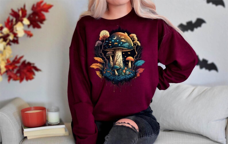 Cottagecore Mushrooms Sweatshirt, Aesthetic Mushroom Shirt, Goblincore Shirt, Nature Lover Gift, Mushroom Lover Shirt, Dark Academia Shirt Bild 5