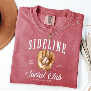 Sideline Social Club Mom Shirt, Baseball Mom Shirt With Number, Baseball Game Day Shirt, Baseball Mama Shirt, Cool Baseball Season Gift image 5
