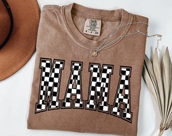 Retro Checkered Mama Shirt, Cute Mothers Day Gift, Personalize Mom Gift, Pregnancy Announcement, New Mom Gift, Cool Moms Shirt, Mommy Shirt