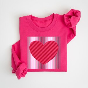 Retro Valentines Heart Sweatshirt, Cute Love Sweatshirt, Womens Valentines Hearts Sweatshirt, Teacher Valentine Sweatshirt, Mom Heart Shirt image 2