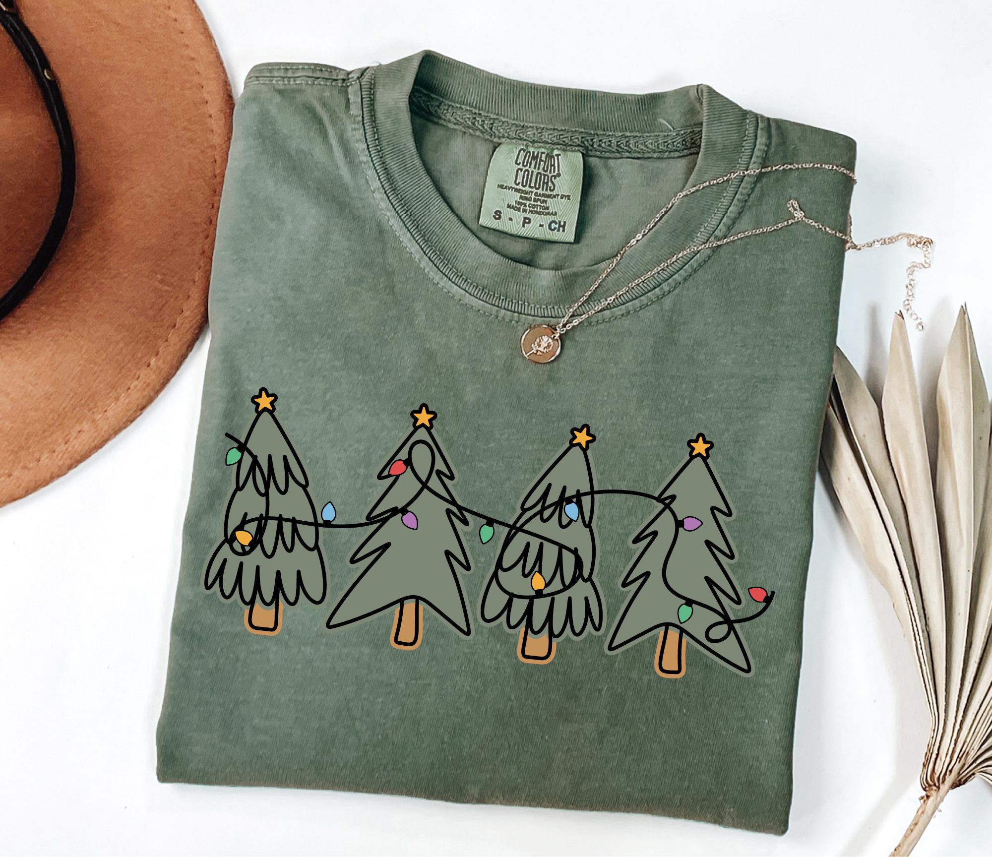 Merry Christmas Tree Shirt, Merry & Bright Christmas Shirt, Cute Christmas Gift, Christmas Light Shirt, Womens Holiday Shirt, Xmas Shirt
