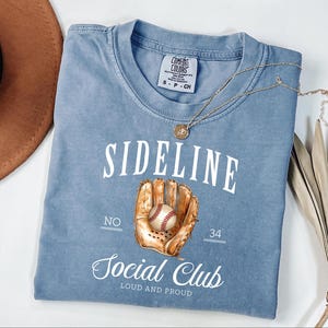 Sideline Social Club Mom Shirt, Baseball Mom Shirt With Number, Baseball Game Day Shirt, Baseball Mama Shirt, Cool Baseball Season Gift image 6