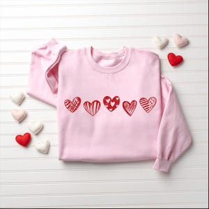 Valentines Hearts Sweatshirt, Womens Valentines Sweatshirt, Love Sweatshirt, Valentines Day Gift, Drawn Heart Shirt, Valentines Graphic Tee image 5