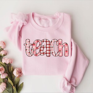 Strawberry Teach Sweatshirt, Cute Teacher Sweatshirt, Teacher Appreciation Gift, Back To School, Elementary Teacher Shirt, Team Teacher Gift image 4