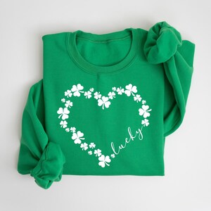 Heart Shamrock Sweatshirt, Love Clover Hoodie, St Patricks Day Gift, Four Leaf Clover, Lucky Irish Shirt image 5