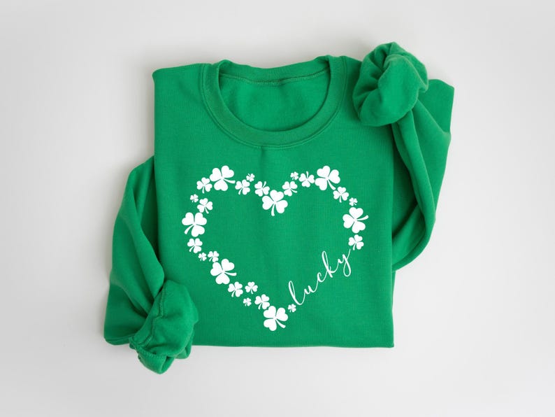 Heart Shamrock Sweatshirt, Love Clover Hoodie, St Patricks Day Gift, Four Leaf Clover, Lucky Irish Shirt image 5