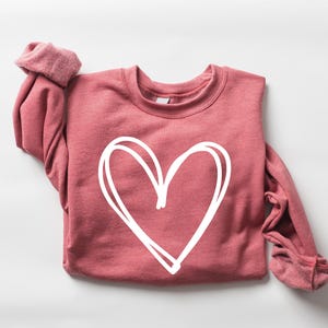 Cute Heart Valentines Sweatshirt, Womens Valentine Sweatshirt, Love Heart Sweatshirt, Valentines Day Shirt, Drawn Heart Love Sweatshirt