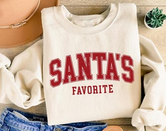 Retro Santas Favorite Sweatshirt : Family Christmas Gift, Festive Holiday Sweater, Cute Xmas Vibes
