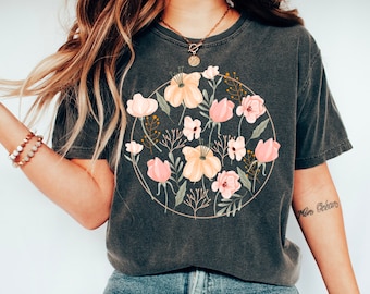 Comfort Colors® Wildflower Tshirt, Flower Shirt, Gift for Women, Ladies Shirts, Flowers Lover Shirt, Wild Flowers Shirt, Floral Tshirt