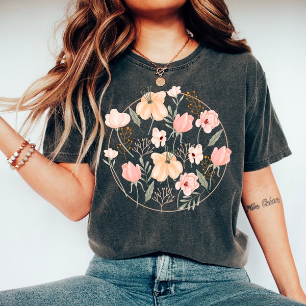 Comfort Colors® Wildflower Tshirt, Flower Shirt, Gift for Women, Ladies Shirts, Flowers Lover Shirt, Wild Flowers Shirt, Floral Tshirt