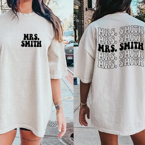 Custom Mrs Shirt, Personalize Mrs Last Name Shirt, Engagement Gift For Bride, Honeymoon Shirt, Wifey Shirt, Future Mrs Gift, Bride Shirt