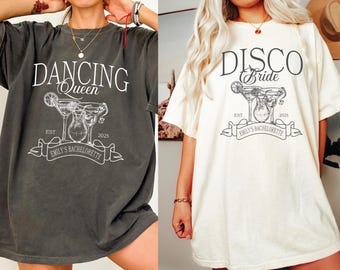 Disco Bride Bachelorette Shirt, Custom Bachelorette Party Shirt, Bride Name Shirt, Bridesmaid Gift, Group Party Favor Shirt, Disco Bach Club