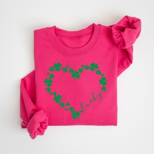Heart Shamrock Sweatshirt, Love Clover Hoodie, St Patricks Day Gift, Four Leaf Clover, Lucky Irish Shirt image 7