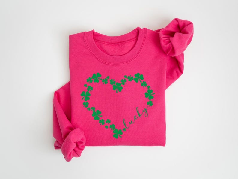 Heart Shamrock Sweatshirt, Love Clover Hoodie, St Patricks Day Gift, Four Leaf Clover, Lucky Irish Shirt image 7
