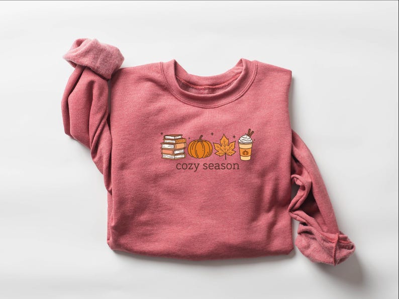 Cozy Season Sweatshirt, Books Lover Fall Gift, Womens Pumpkin Season Shirt, Cute Pumpkin Shirt, Autumn Leaf Shirt, Fall Coffee Latte Shirt image 3