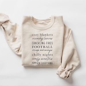 Cozy Blankets Crunchy Leaves Sweatshirt, Fall Lists Shirt, Womens Thanksgiving Gift, Cozy Fall Shirt, Autumn Vibes Football Pumpkin Sweater