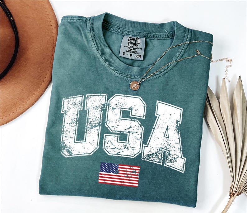 Retro USA Flag Shirt, Womens USA Shirt, Patriotic Shirt, American Flag Shirt, America Shirt, Red Blue White, USA Flag Lover Shirt image 6