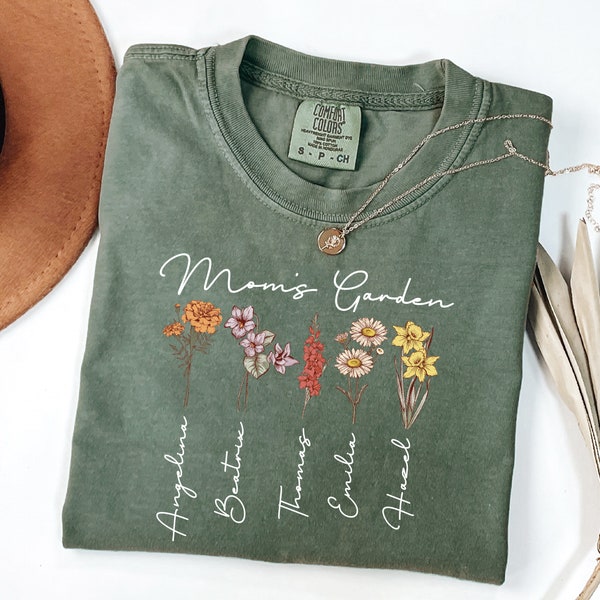 Moms Garden Shirt, Personalize Birth Month Flowers Shirt, Floral Mama Shirt, Mothers Day Gift For Mom, New Mom Announcement, Cool Moms Shirt