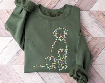 Sudadera navideña con luces para perros, sudadera familiar para amantes de los perros, suéter navideño para mujer, regalo navideño para perros, Navidad para mamás perrunas, regalo de Navidad