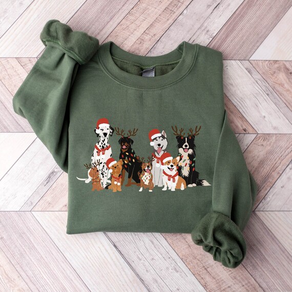 Christmas Dogs Sweatshirt Dog Lover Sweater Holiday Sweater