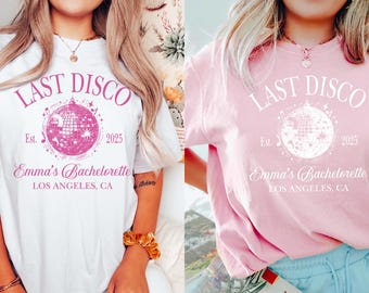 Personalized Last Disco Bachelorette Party Shirt, Custom Disco Bachelorette Shirts, Luxury Bachelorette Merch, Disco Bach Bride To Be Gifts