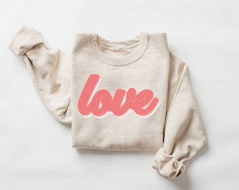 Retro Love Sweatshirt, Cute Valentines Sweatshirt, Women Valentine Gift, Valentines Day Shirt, Valentines Sweater, Valentine Crewneck