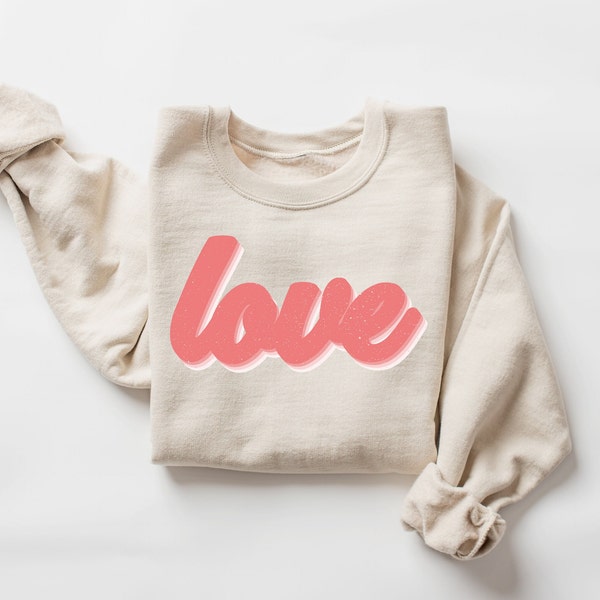 Retro Love Sweatshirt, Cute Valentines Sweatshirt, Women Valentine Gift, Valentines Day Shirt, Valentines Sweater, Valentine Crewneck