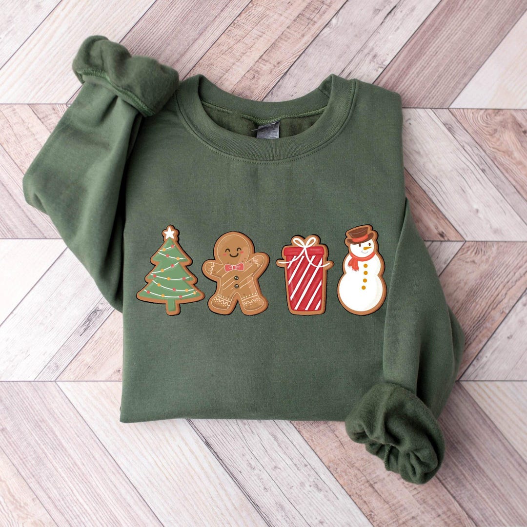 James & Lottie Girls Christmas Gingerbread Print Sidney Sweatshirt