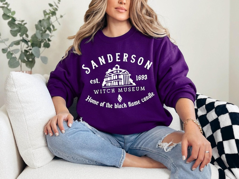 Sanderson Witch Museum Sweatshirt, Halloween Sweatshirt, Sanderson Sisters, Witch Sweatshirt, Black Flame Candle Sweater, Hocus Pocus Gift image 4