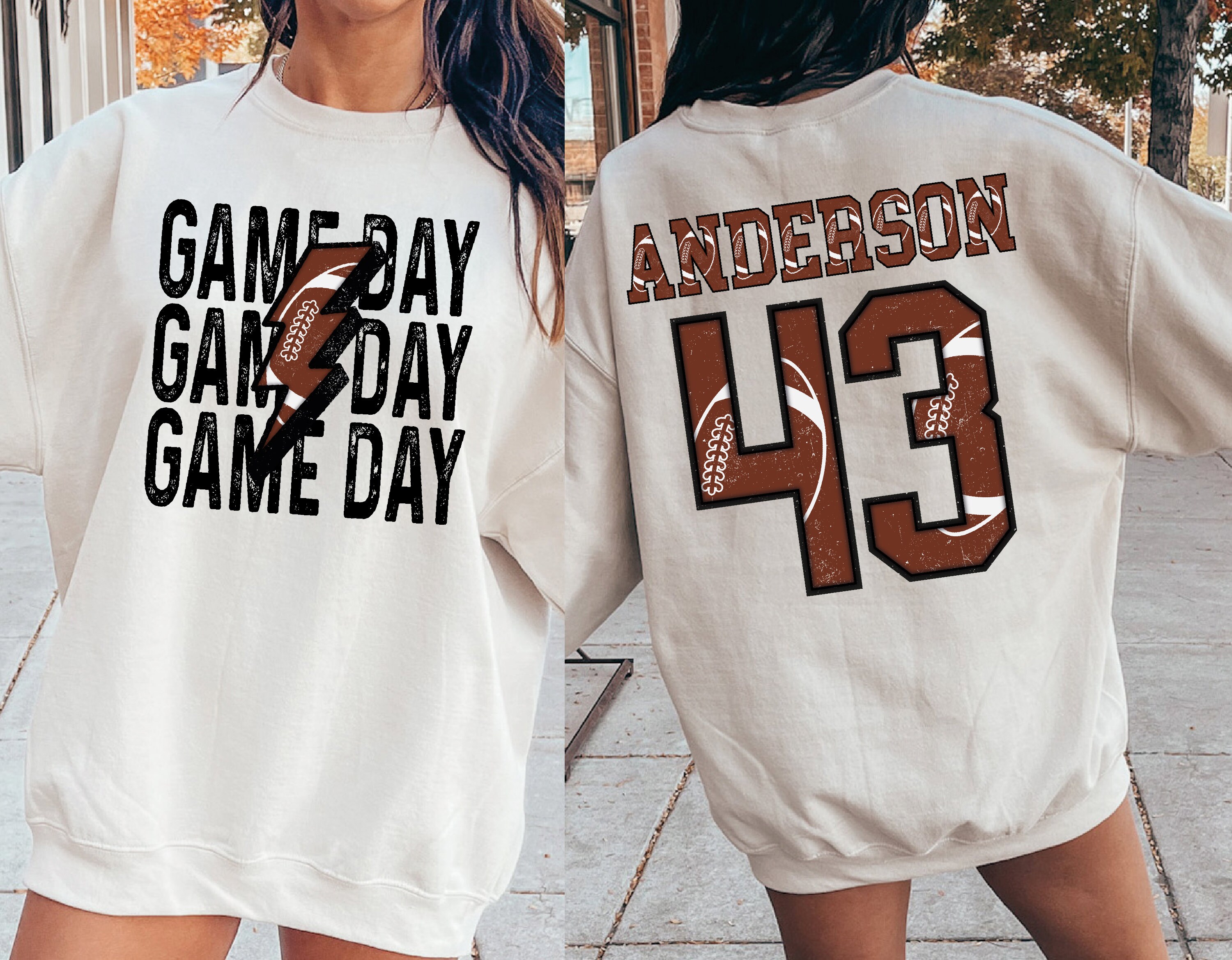 Personalized Football Mom Sweatshirt, Custom Game Day Football Tee, Child Name & Number Football Game Season Shirt, Gameday Sports Mama Tee