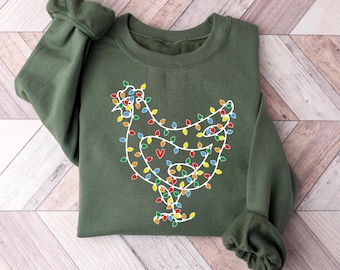 Funny Christmas Chicken Sweatshirt : Holiday Farm Animal Sweater, Xmas Graphic Tee