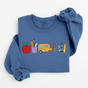 Cute Teacher Stuff Sweatshirt, Teacher Life Shirt, School Supplies Shirt, Back To School, Team Teacher Shirt, First Day Of School Outfit image 4
