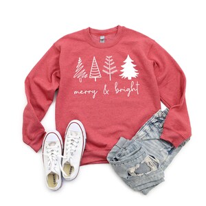 Merry And Bright Holidays Christmas Trees Sweatshirt