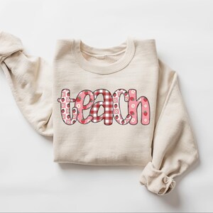Strawberry Teach Sweatshirt, Cute Teacher Sweatshirt, Teacher Appreciation Gift, Back To School, Elementary Teacher Shirt, Team Teacher Gift image 3