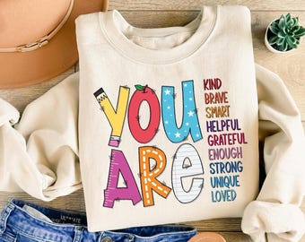 Cute Teacher Sweatshirt, Back To School, Kindness Teacher Shirt, Be Kind, Teacher Appreciation Gift, Team Teacher Shirt, New Teacher Gift