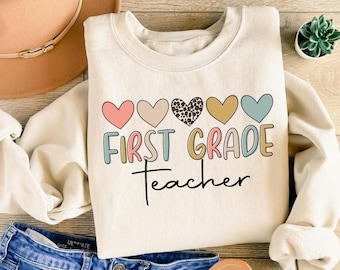 First Grade Teacher Sweatshirt, Back To School, Team First Grade Shirt, 1st Grade Crew Shirt, First Day Of School Clothing, New Teacher Gift