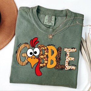Gobble Turkey Shirt for Women, Funny Thanksgiving Shirt, Cute Fall Graphic Tee, Autumn Turkey Day Shirt, Holiday Thanksgiving Family Shirt image 6