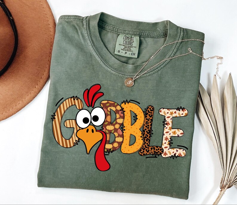 Gobble Turkey Shirt for Women, Funny Thanksgiving Shirt, Cute Fall Graphic Tee, Autumn Turkey Day Shirt, Holiday Thanksgiving Family Shirt image 6